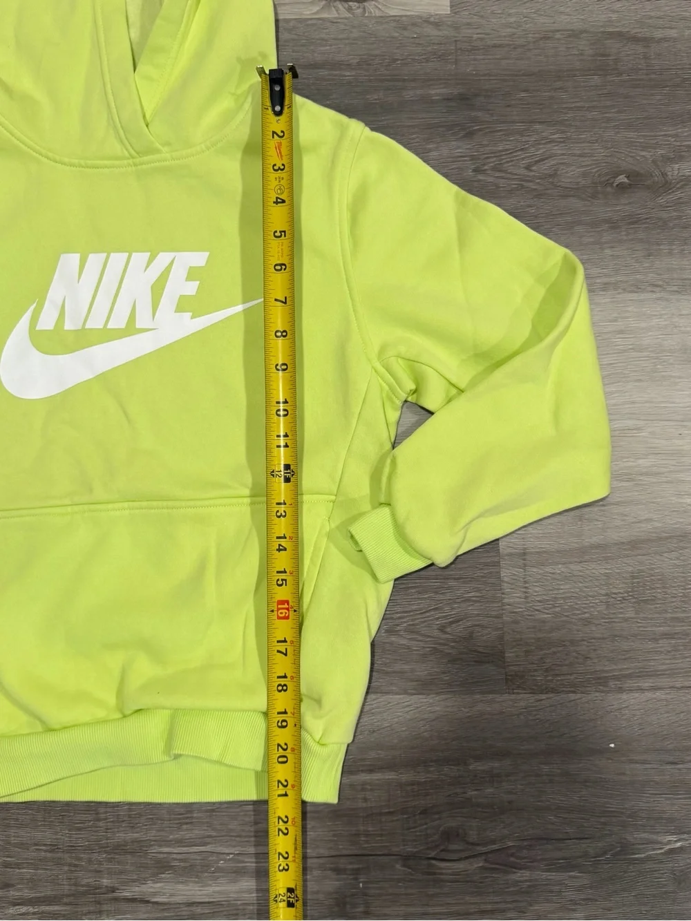Nike Kids Neon Green Pullover Hoodie Logo Graphic Fleece Hooded Pockets Size L